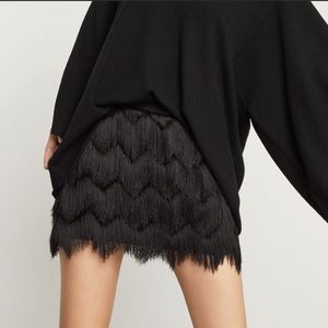 BCBG MaxAzria Modie Black Fringe Mini Skirt XS